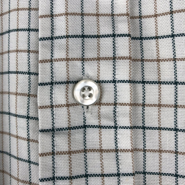 80s-90'S LL Bean Short-Sleeve Button-Down Check Shirt, Made in USA, Men's Size L (Equivalent), Vintage cotton white type Vintage Second Hand