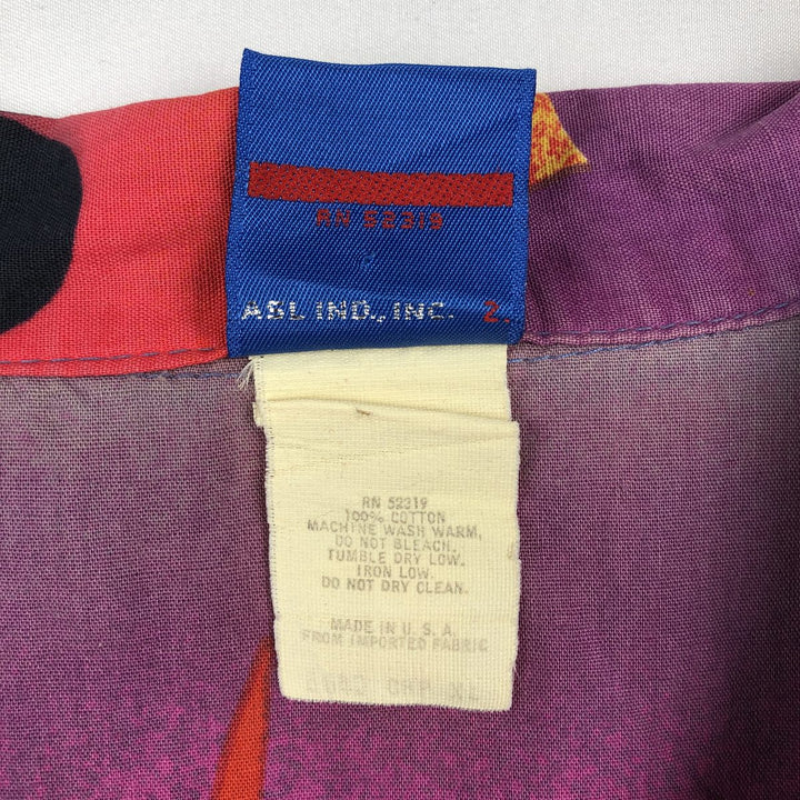 1980'S Ocean Pacific Blue Tag All-Over Print Short-Sleeve Open-Collar Cotton Shirt, Made in USA, Men's XL Equivalent, Vintage cotton red type Vintage Second Hand