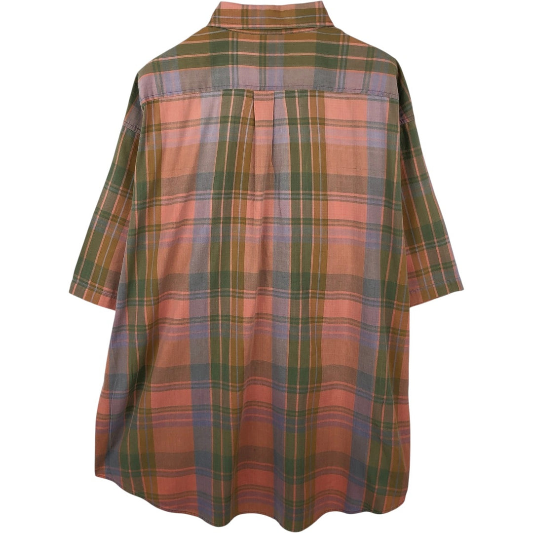 90'S GAP (Old GAP) Short-Sleeve Button-Down Check Shirt, Men's Size XL (Equivalent), Vintage cotton coral Vintage Second Hand