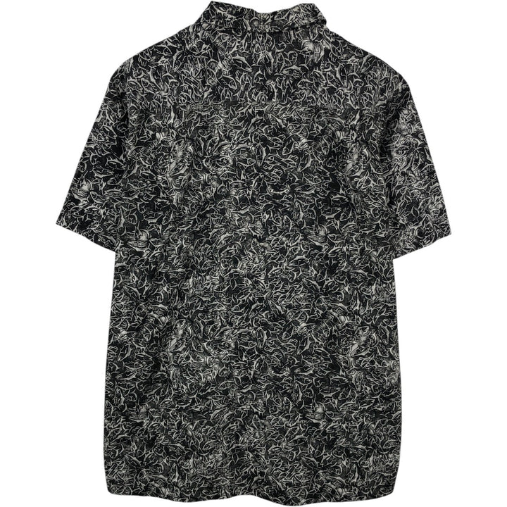 2000'S Columbia all-over fish print short-sleeved cotton shirt, boxy fit, men's size M. cotton black type Vintage Second Hand