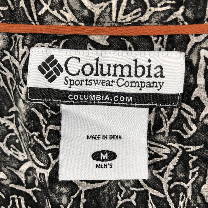 2000'S Columbia all-over fish print short-sleeved cotton shirt, boxy fit, men's size M. cotton black type Vintage Second Hand