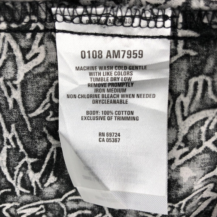 2000'S Columbia all-over fish print short-sleeved cotton shirt, boxy fit, men's size M. cotton black type Vintage Second Hand