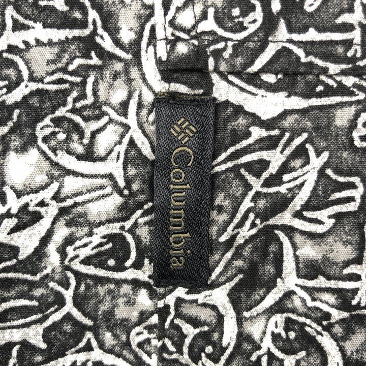2000'S Columbia all-over fish print short-sleeved cotton shirt, boxy fit, men's size M. cotton black type Vintage Second Hand