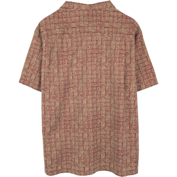 90s~00'S LLBean all-over print short sleeve open collar cotton shirt box shirt men's size L vintage cotton bordeaux Vintage Second Hand