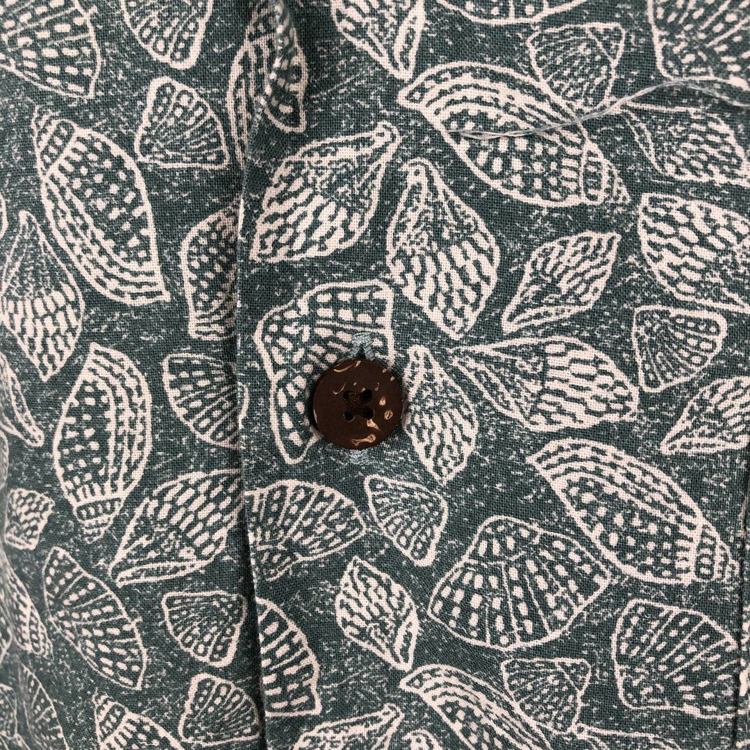 90s-00'S LL Bean Traditional Fit All-Over Print Short Sleeve Open Collar Cotton Box Shirt, Men's Size L cotton Khaki type sage green Vintage Second Hand