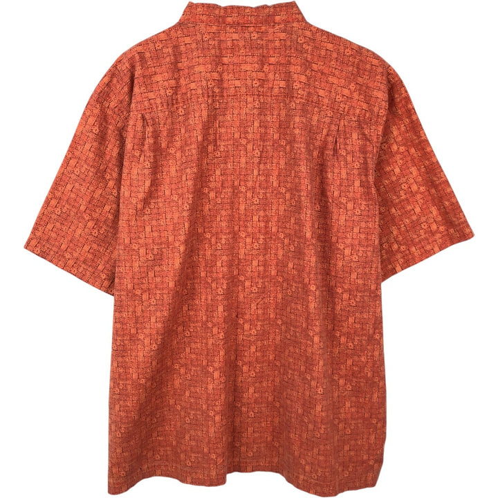 90s-00'S L.L.Bean Traditional Fit all-over print short-sleeved cotton shirt, men's size XL. cotton orange type Vintage Second Hand