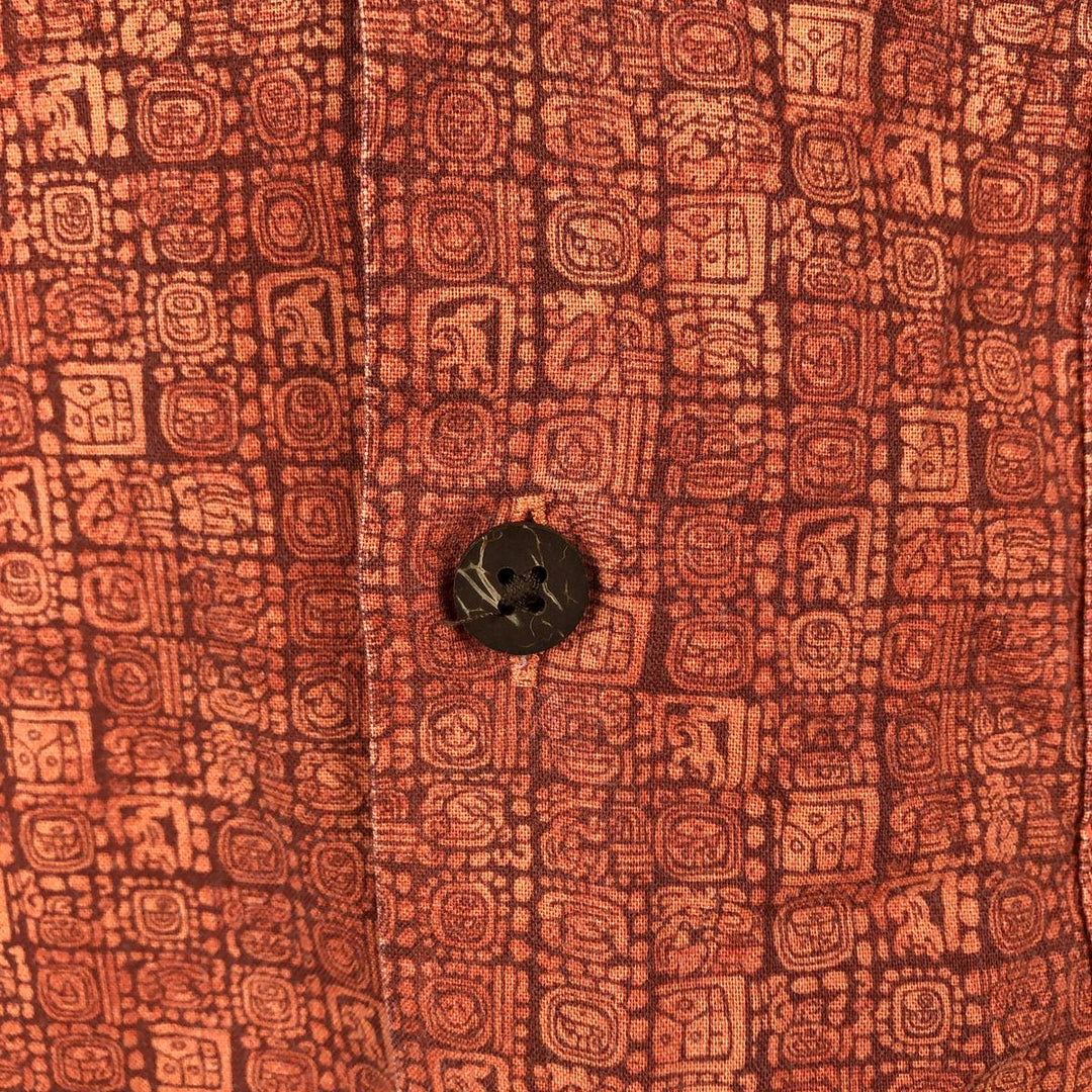 90s-00'S L.L.Bean Traditional Fit all-over print short-sleeved cotton shirt, men's size XL. cotton orange type Vintage Second Hand