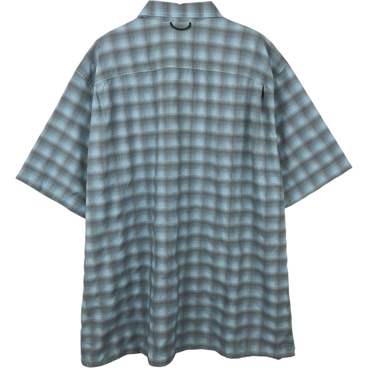 Eddie Bauer Ombre Check Short-Sleeve Check Shirt, Men's Size XL (approx.) polyester Blue type light blue Vintage Second Hand
