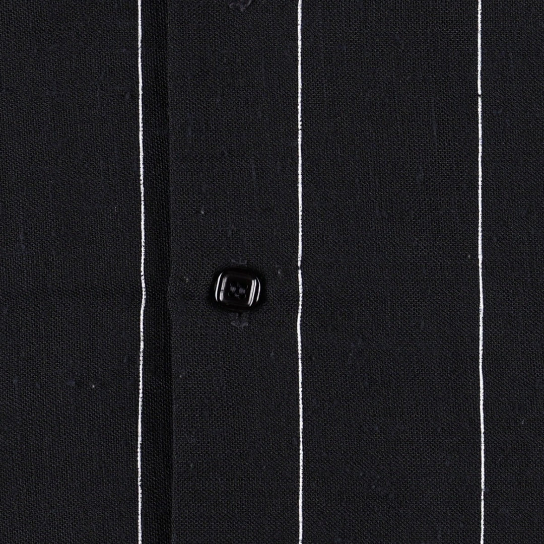 D'Gala Stripe Pattern Short-Sleeve Open Collar Poly/Rayon Shirt, Boxy Shirt, Men's Size M (Equivalent), Vintage polyester black type Vintage Second Hand