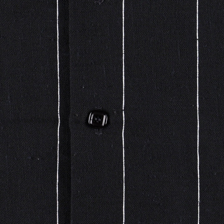 D'Gala Stripe Pattern Short-Sleeve Open Collar Poly/Rayon Shirt, Boxy Shirt, Men's Size M (Equivalent), Vintage polyester black type Vintage Second Hand
