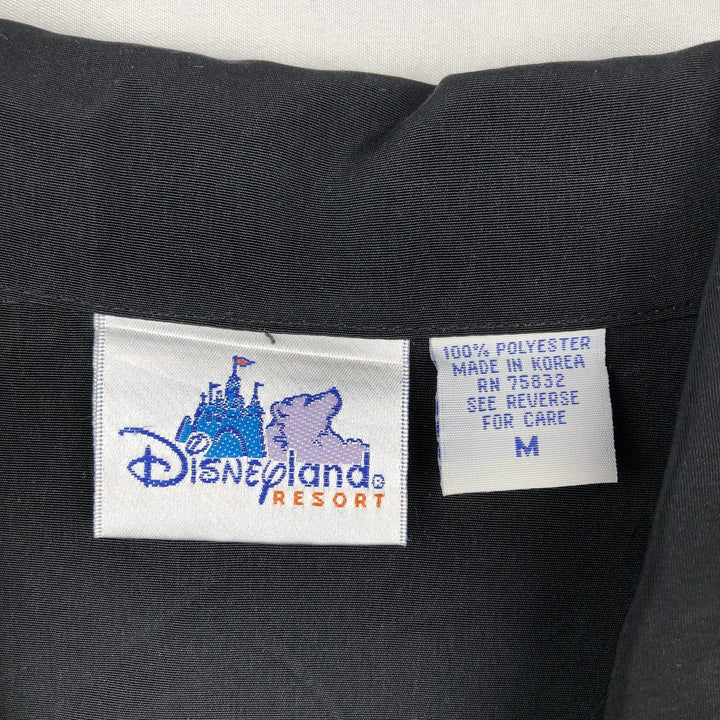 Disneyland Nightmare Before Christmas Two-Tone Short-Sleeve Open-Collar Polyester Shirt, Boxy Fit, Men's Size M (approx.) polyester black type Vintage Second Hand