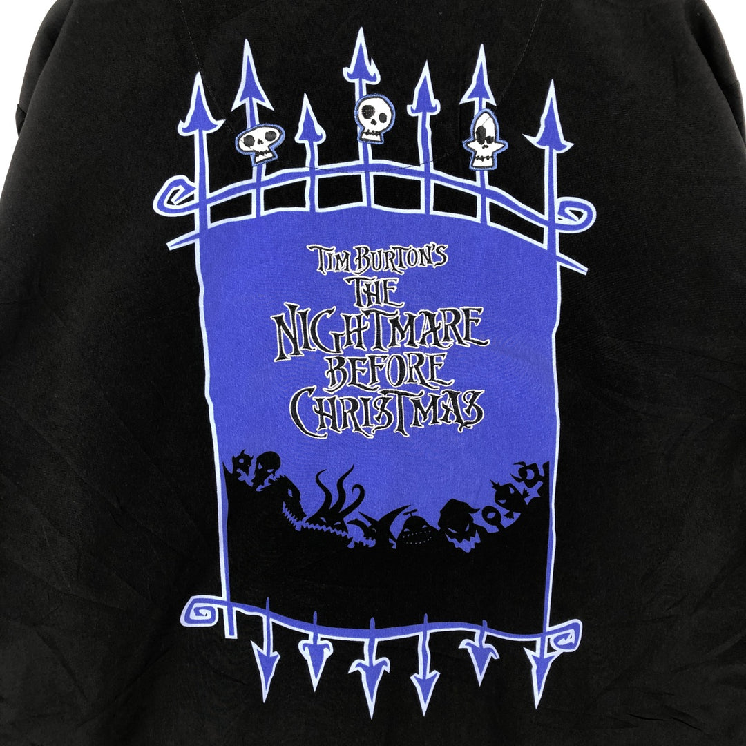 Disneyland Nightmare Before Christmas Two-Tone Short-Sleeve Open-Collar Polyester Shirt, Boxy Fit, Men's Size M (approx.) polyester black type Vintage Second Hand