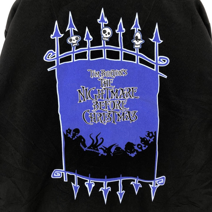 Disneyland Nightmare Before Christmas Two-Tone Short-Sleeve Open-Collar Polyester Shirt, Boxy Fit, Men's Size M (approx.) polyester black type Vintage Second Hand