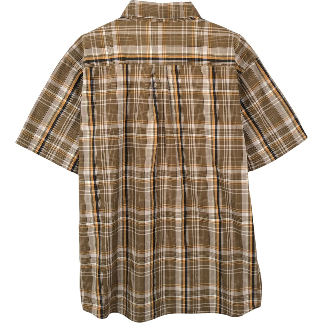 00'S Patagonia ORGANIC COTTON 54840S9 short sleeve cotton check shirt, men's size L Organic cotton Khaki type beige Vintage Second Hand