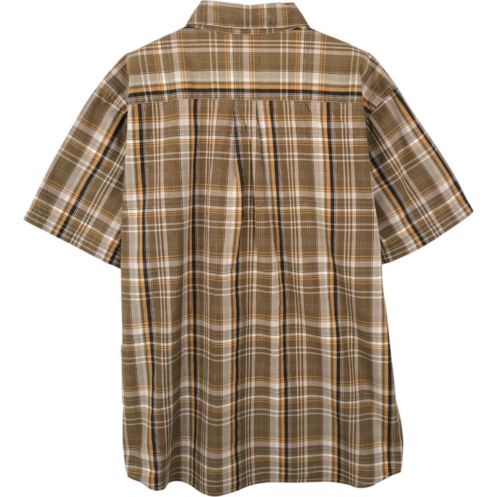 00'S Patagonia ORGANIC COTTON 54840S9 short sleeve cotton check shirt, men's size L Organic cotton Khaki type beige Vintage Second Hand