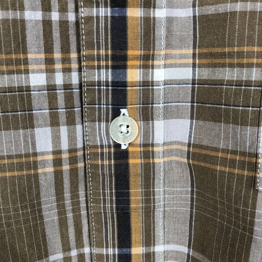 00'S Patagonia ORGANIC COTTON 54840S9 short sleeve cotton check shirt, men's size L Organic cotton Khaki type beige Vintage Second Hand