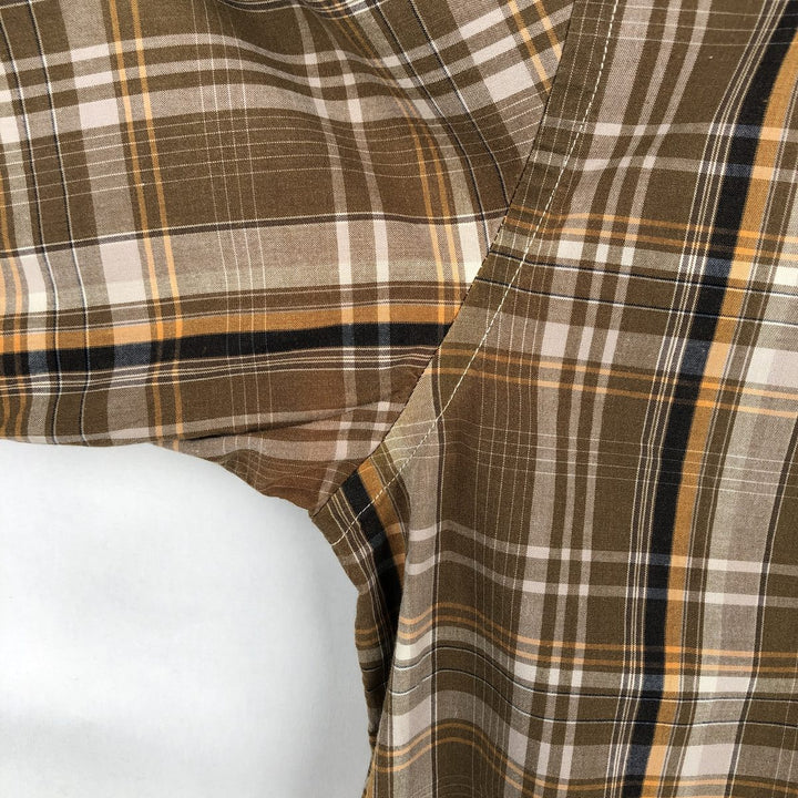 00'S Patagonia ORGANIC COTTON 54840S9 short sleeve cotton check shirt, men's size L Organic cotton Khaki type beige Vintage Second Hand