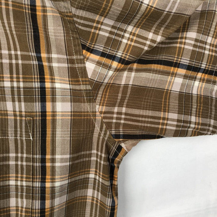 00'S Patagonia ORGANIC COTTON 54840S9 short sleeve cotton check shirt, men's size L Organic cotton Khaki type beige Vintage Second Hand