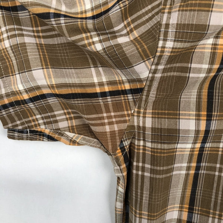 00'S Patagonia ORGANIC COTTON 54840S9 short sleeve cotton check shirt, men's size L Organic cotton Khaki type beige Vintage Second Hand