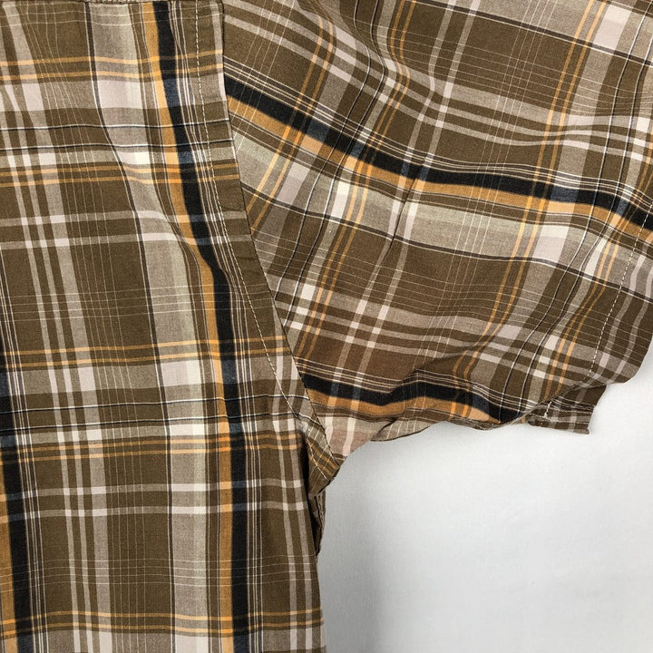 00'S Patagonia ORGANIC COTTON 54840S9 short sleeve cotton check shirt, men's size L Organic cotton Khaki type beige Vintage Second Hand