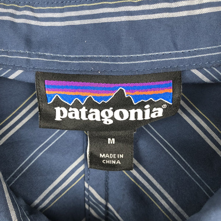 Patagonia 54025SP20 Bandito Shirt, Short Sleeve, Striped Shirt, Men's Size M (approx.) polyester blue type Vintage Second Hand