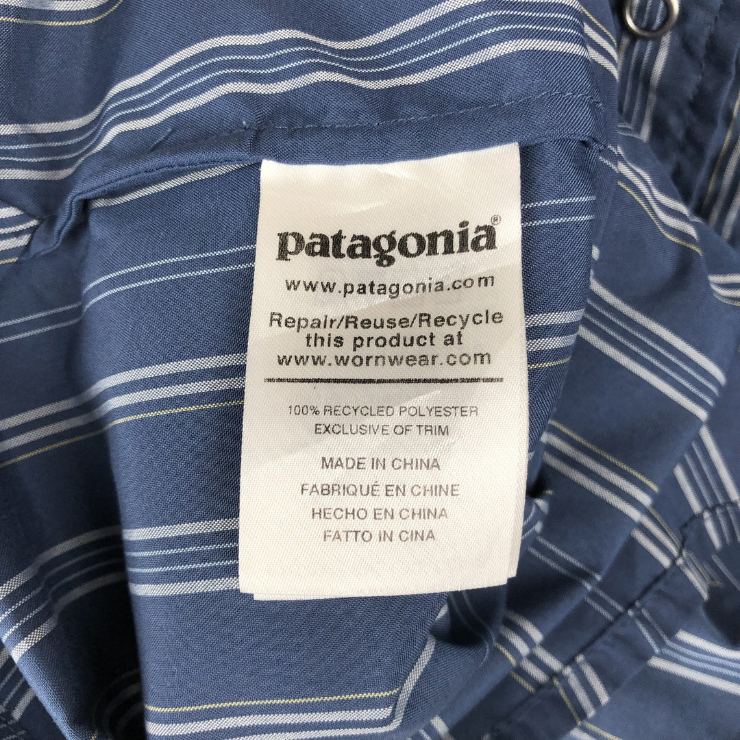 Patagonia 54025SP20 Bandito Shirt, Short Sleeve, Striped Shirt, Men's Size M (approx.) polyester blue type Vintage Second Hand