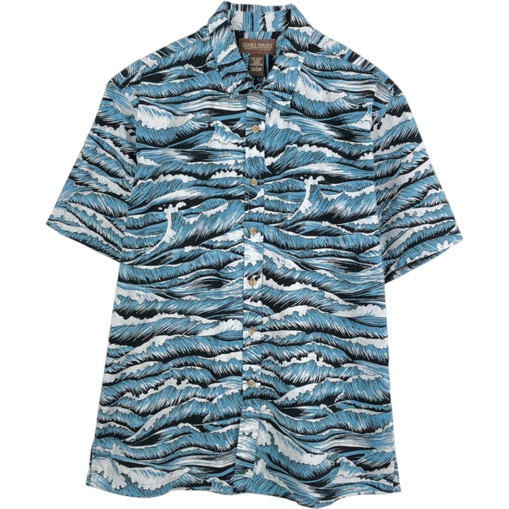 Cooke Street all-over print Hawaiian Aloha shirt, boxy style, men's size L (approx.) cotton blue type Vintage Second Hand