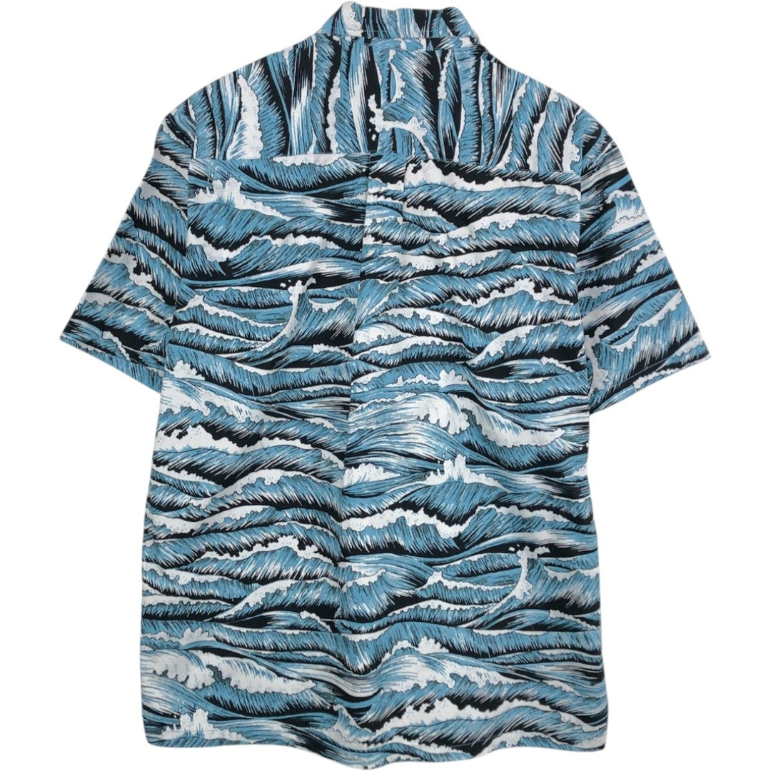 Cooke Street all-over print Hawaiian Aloha shirt, boxy style, men's size L (approx.) cotton blue type Vintage Second Hand