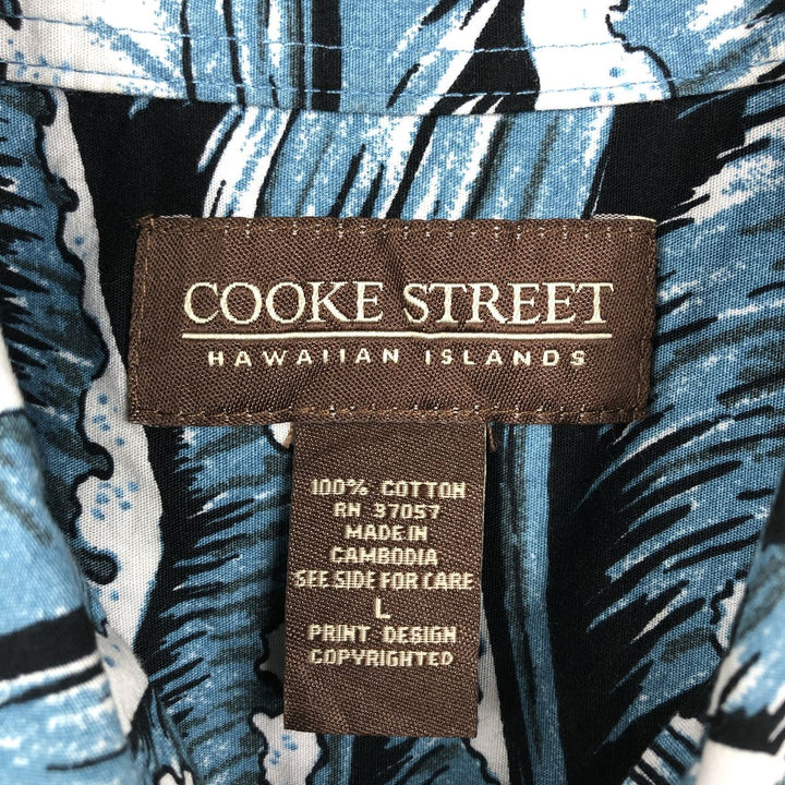 Cooke Street all-over print Hawaiian Aloha shirt, boxy style, men's size L (approx.) cotton blue type Vintage Second Hand