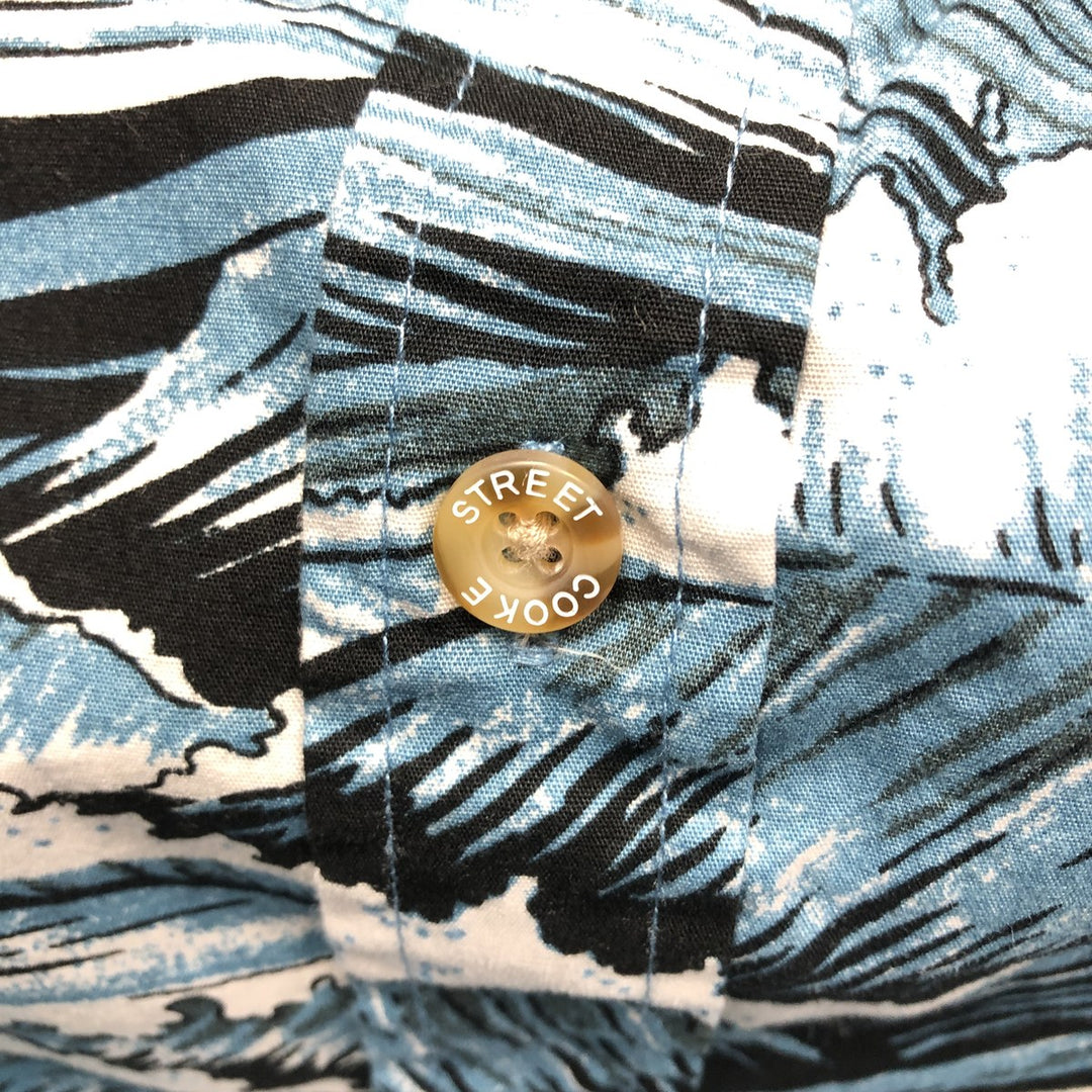 Cooke Street all-over print Hawaiian Aloha shirt, boxy style, men's size L (approx.) cotton blue type Vintage Second Hand