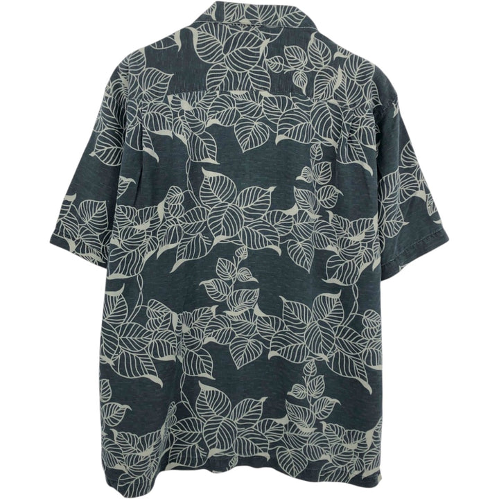 Tommy Bahama all-over floral print open-collar silk Hawaiian Aloha shirt, boxy style, men's size M. silk black type Vintage Second Hand