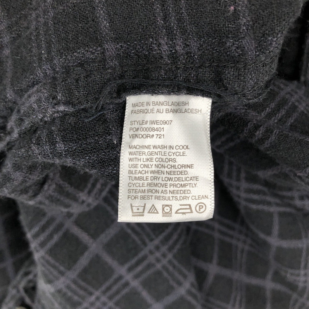 HAGGAR Check Pattern Short-Sleeve Open Collar Linen x Rayon Box Shirt (Men's Size M) linen black type Vintage Second Hand