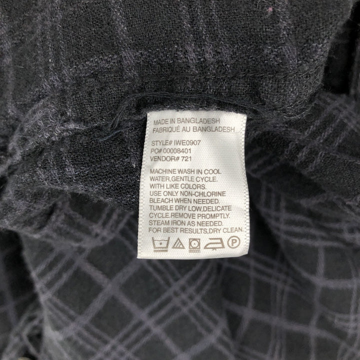 HAGGAR Check Pattern Short-Sleeve Open Collar Linen x Rayon Box Shirt (Men's Size M) linen black type Vintage Second Hand