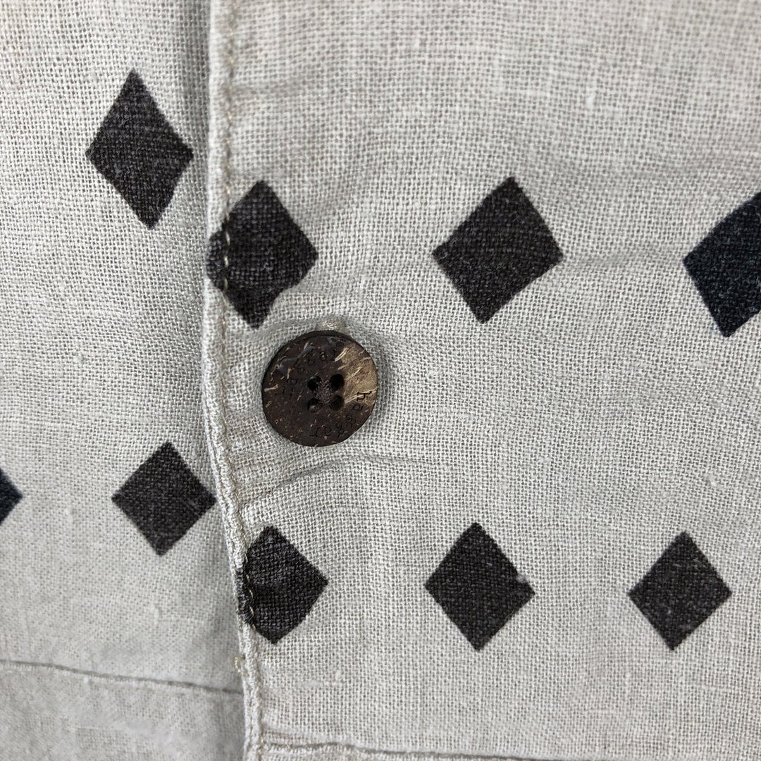 HAGGAR Washable Linen Short-Sleeve Open-Collar Linen x Rayon Box Shirt (Men's XL equivalent) linen unbleached Vintage Second Hand