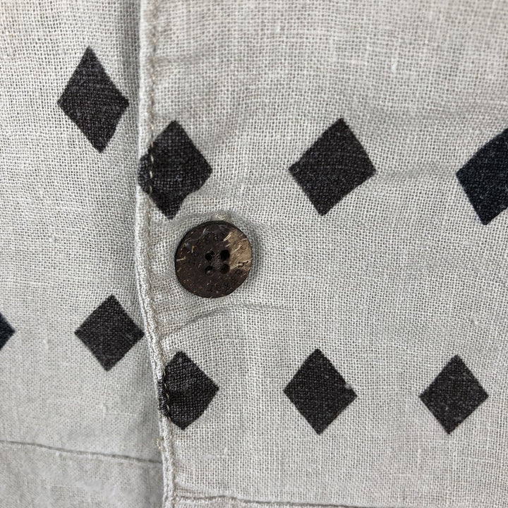 HAGGAR Washable Linen Short-Sleeve Open-Collar Linen x Rayon Box Shirt (Men's XL equivalent) linen unbleached Vintage Second Hand