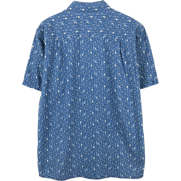 Patagonia Backstep Shirt 53139SP20, all-over print, short-sleeved, hemp x cotton, boxy shirt, men's size M. Hemp blue type Vintage Second Hand