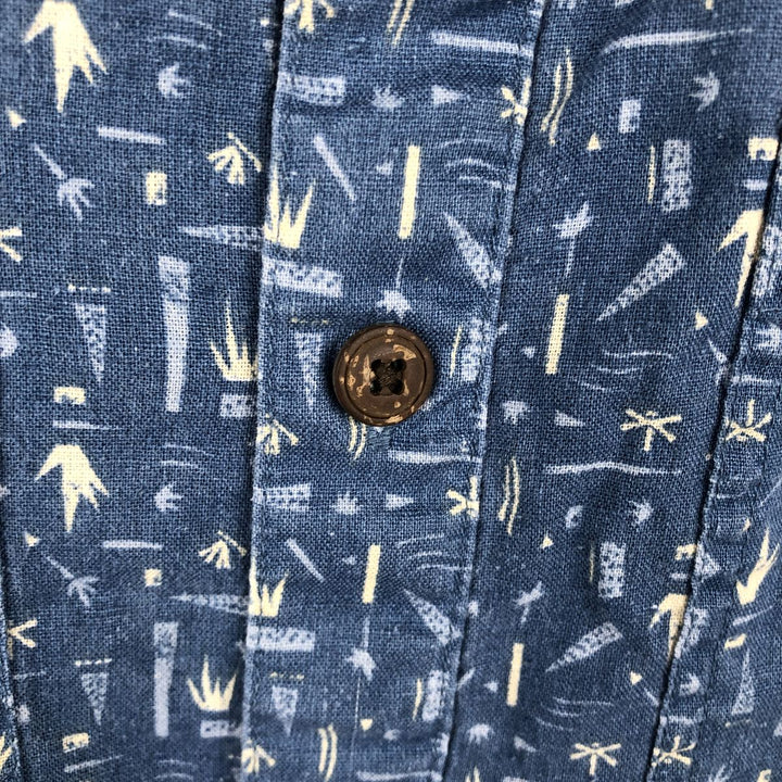 Patagonia Backstep Shirt 53139SP20, all-over print, short-sleeved, hemp x cotton, boxy shirt, men's size M. Hemp blue type Vintage Second Hand