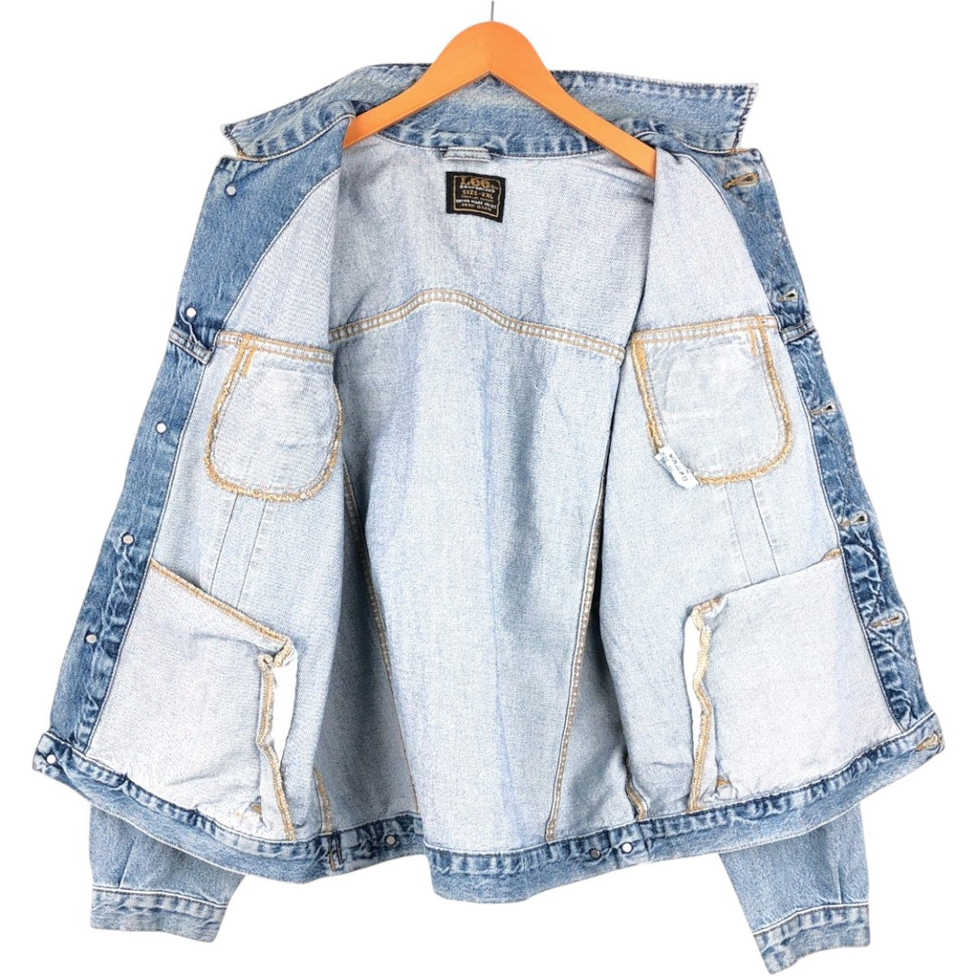 ~90'S Lee RIDER JACKET Denim Jacket, Men's XXL equivalent, Vintage cotton blue type Vintage Second Hand
