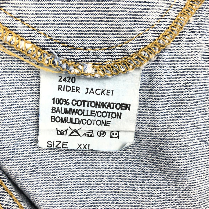 ~90'S Lee RIDER JACKET Denim Jacket, Men's XXL equivalent, Vintage cotton blue type Vintage Second Hand