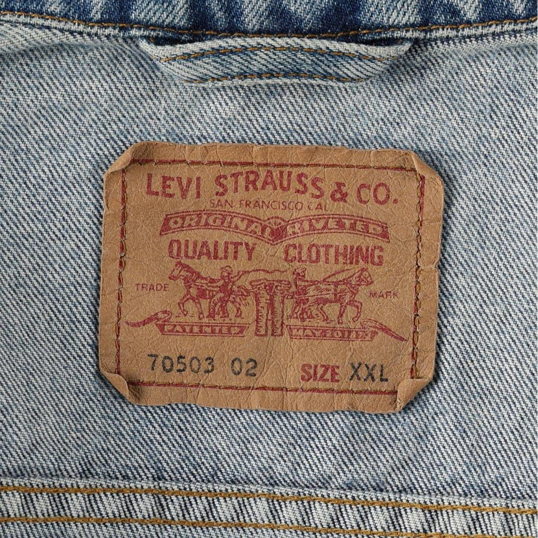 90'S Levi's 70503-0216 Denim Jacket, Men's XXL, Vintage cotton Blue type light blue Vintage Second Hand