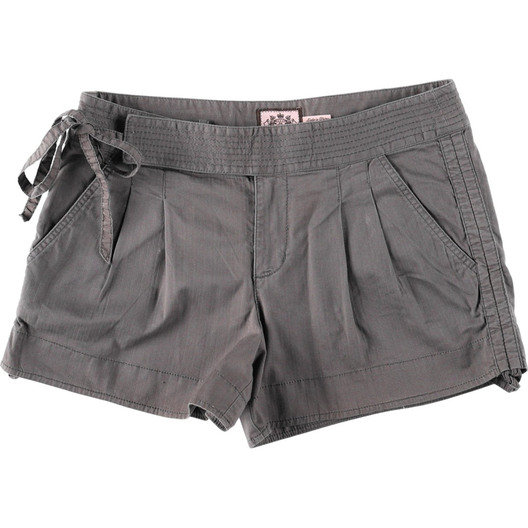 Juicy Couture Two-Pleat Drawstring Cotton Shorts, Women's XL (equivalent to W33) cotton Khaki type Vintage Second Hand