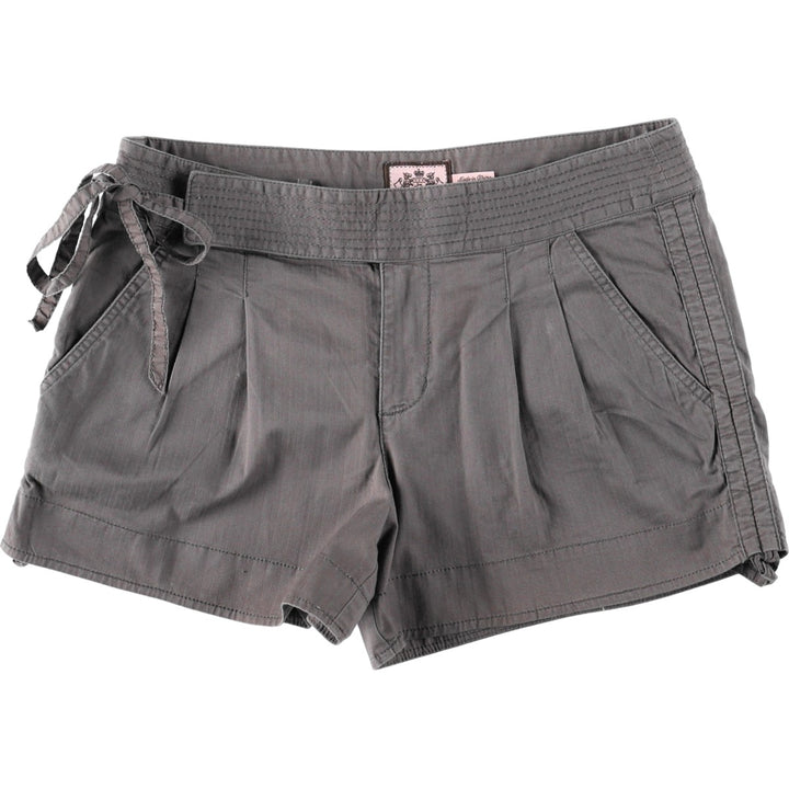 Juicy Couture Two-Pleat Drawstring Cotton Shorts, Women's XL (equivalent to W33) cotton Khaki type Vintage Second Hand