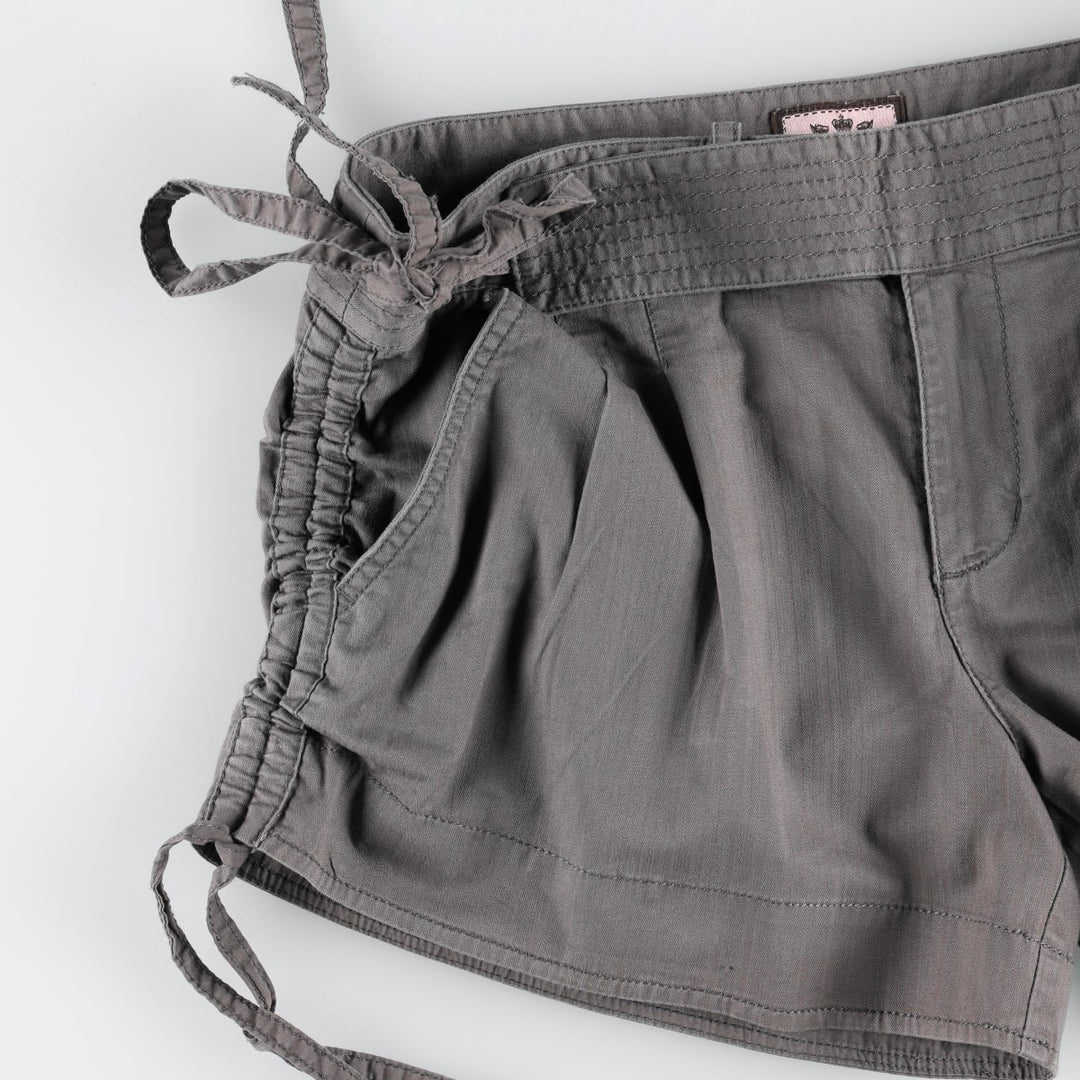 Juicy Couture Two-Pleat Drawstring Cotton Shorts, Women's XL (equivalent to W33) cotton Khaki type Vintage Second Hand