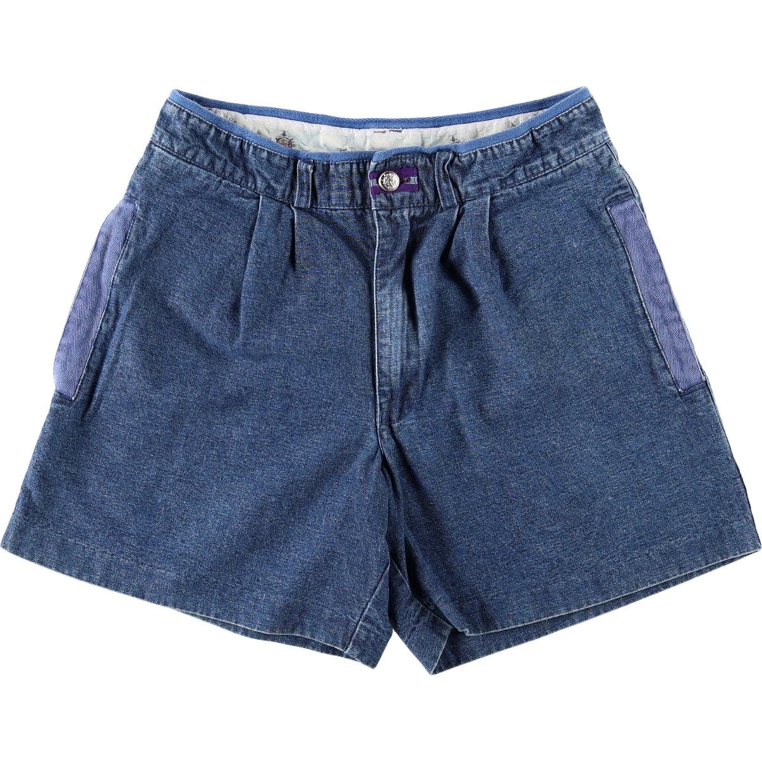 THE TERRITORY AHEAD Two-Pleat Denim Shorts, Women's Size L (equivalent to W30) cotton blue type Vintage Second Hand