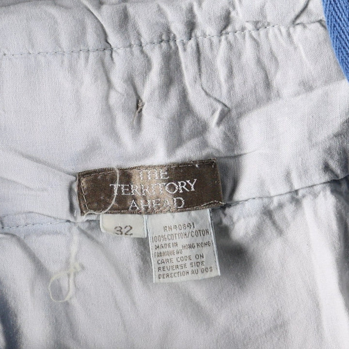 THE TERRITORY AHEAD Two-Pleat Denim Shorts, Women's Size L (equivalent to W30) cotton blue type Vintage Second Hand