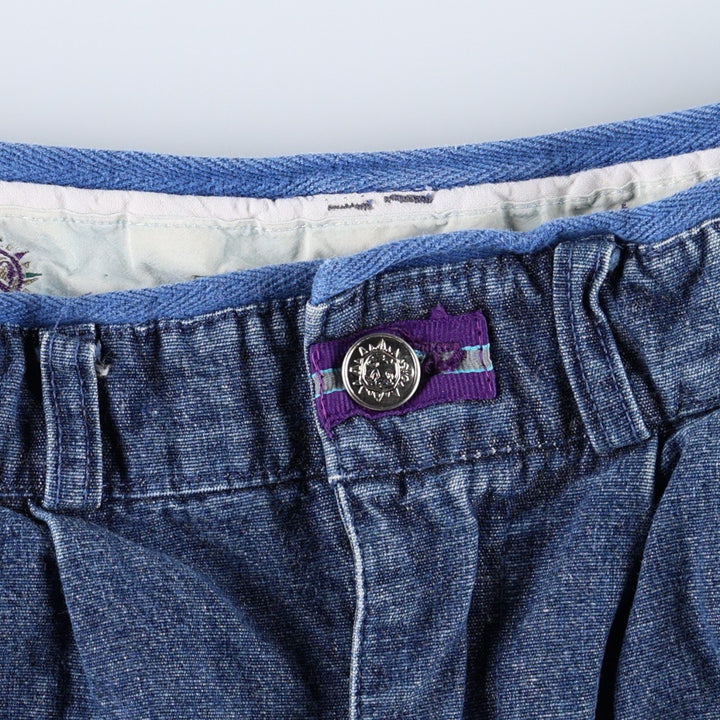 THE TERRITORY AHEAD Two-Pleat Denim Shorts, Women's Size L (equivalent to W30) cotton blue type Vintage Second Hand