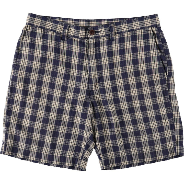 Patagonia 57780SP16 Check Pattern Shorts, Women's XXL (equivalent to W34) polyester navy blue type Vintage Second Hand