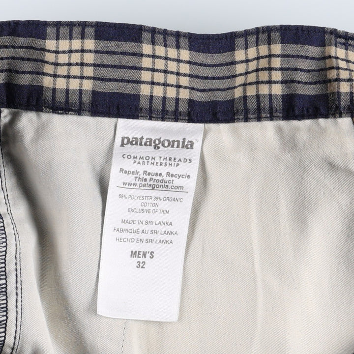 Patagonia 57780SP16 Check Pattern Shorts, Women's XXL (equivalent to W34) polyester navy blue type Vintage Second Hand