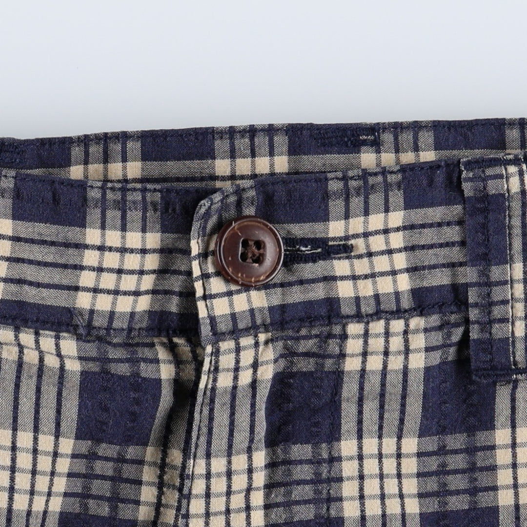 Patagonia 57780SP16 Check Pattern Shorts, Women's XXL (equivalent to W34) polyester navy blue type Vintage Second Hand