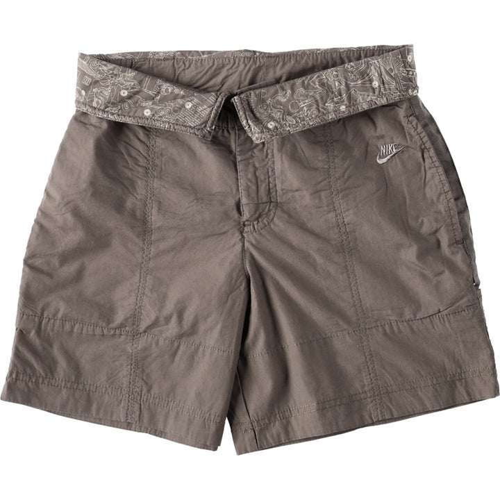 Nike 2-Way Cotton Shorts, Women's Size L (equivalent to W27) cotton Khaki type brown Vintage Second Hand